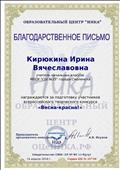 Благодарственное письмо за подготовку участников всероссийского творческого конкурса Весна-красна!" Благодарственное письмо за подготовку участников всероссийского творческого конкурса Весна-красна!"